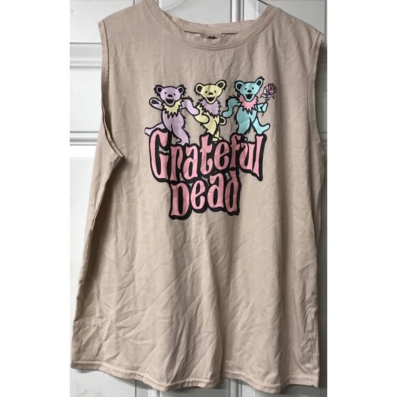EUC Grateful Dead Women's Tank Top Muscle Shirt Bears Peach Size XL Genuine - Picture 1 of 5